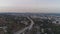 Los Angeles City in Morning. Traffic on Highway. California, USA. Aerial View