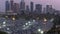 Los Angeles City Skyline with Dodger Stadium Parking Lot.