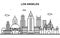 Los Angeles City Tour Cityscape Skyline Line Outline Illustration