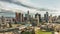 Los Angeles downtown skyline, panoramic landscape. Los angels city, downtown top aerial view with drone.