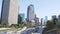 Los Angeles Downtown Skyscrapers and Daily Traffic on Harbor Freeway, California