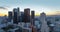 Los angeles panoramic city. Los Angeles downtown skyline, downtown skyline at sunset.