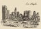 Los Angeles skyline California vintage engraved