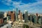 Los Angeles skyline -  high rises and skyscrapers shot from the drone