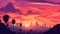 Los Angeles Sunset In 1730s: A Pixel Art Close-up