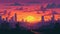 Los Angeles Sunset In 1730s: A Pixel Art Close-up