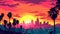 Los Angeles Sunset In 1830s: A Pixel Art Close-up