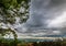 Los Angeles under an overast sky seen from Bronson Canyon