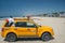 LOS ANGELES, USA - AUGUST 5, 2014 - lifeguard yellow car in venice beach landscape