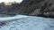 Los Gigantes cliffs and overlooking the ocean from the beach. Morning on the island of Tenerife. Atlantic waves and volcanic beach