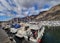 Los Gigantes, Tenerife, Canary Islands - February 3, 2018: Scenic view of Cliffs and port with boats and yachts at Los Gigantes ha