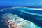 Los Roques, Carribean sea. Aerial view of paradise island with blue water.