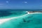 Los Roques, Carribean sea. Aerial view of paradise island with crystal water.