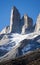 Los Torres mountains in the Torres del Paine National Park in Patagonia, Chile.