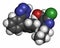 Losartan hypertension drug molecule. Atoms are represented as spheres with conventional color coding: hydrogen (white), carbon (