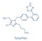 Losartan hypertension drug molecule. Skeletal formula.