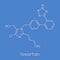 Losartan hypertension drug molecule. Skeletal formula.