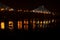 The Loschwitzer bridge over the river Elbe in Dresden at night.