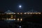 The Loschwitzer bridge over the river Elbe in Dresden at night.