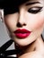 Ð¡lose-up portrait of a woman  with red lips and fashion style make-up