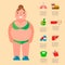 Lose weight by jogging infographic elements and health care concept flat vector illustration