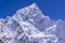 Losed up view of Lhotse peak from Gorak Shep. During the way to Everest base camp