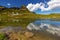 Loser peak with mountain reflection in the Alpine lake Augstsee in the Austrian Alps near Altaussee village, Austria