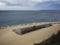 Lost abandoned places world war two Bunker remains ruins at Plage de la Corniche beach Dune du Pilat in Arcachon France