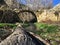 Lost bridge hidden in mountains. Other perspective