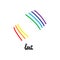 Lost hand drawn rainbow in cartoon style illustration minimalism