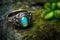 Lost Magical Ring, Inside Forest, Woods, Enchanted Ring, Bronze Ring, Blue Stone