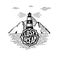 Lost in the Ocean Lighthouse white Vector illustration