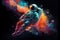 Lost in Space: An Astronaut\\\'s Lonely Journey Through Colorful Galaxies and Planets created with Generative AI technology