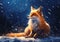 Lost in Thought: A Bright Pyro Fox in the Deep Snowy Forest