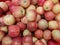 lot of apple fruit in a market, background and texture