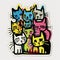 a lot of cats sticky sticker white background creative and strange hight detailed raw expressive