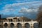 Lot of Clouds under the Tiber river and Bridge Ponte Sant Angelo near of Castel Sant Angelo, Roma, Italy, February 2018. Bridge