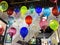 A lot of colorful balloons made of glass