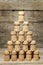 A lot of corks building a pyramid
