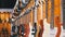 Lot of Electric Guitars Hanging in a Music Store. Shop musical instruments