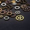 A lot of gears steampunk style symbol mechanism watch clock parts light