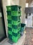 A lot of green food boxes