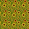 A lot of isolated baskets of sunflowers on a green background, form an endless seamless texture