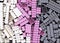 Lot of pink, gray and white Lego blocks background