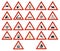 Lot red triangle attention road sign