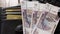 Lot with Russian rubles is on the wallet with credit cards.Paper banknotes Russian Rubles.Rubles is the national currency of