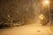 A lot of snowfall and empty walkway