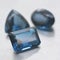Lot of three blue topaz stones carved with different shapes. Precious stones