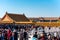 A lot of tourists inside of the Forbidden City, the main buildings of the former royal palace of Ming dynasty and Qing dynasty in