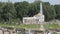 Lot of tourists of people around the biggest fountain, Samson and the Lion fountain in Peterhof, Saint Petersburg